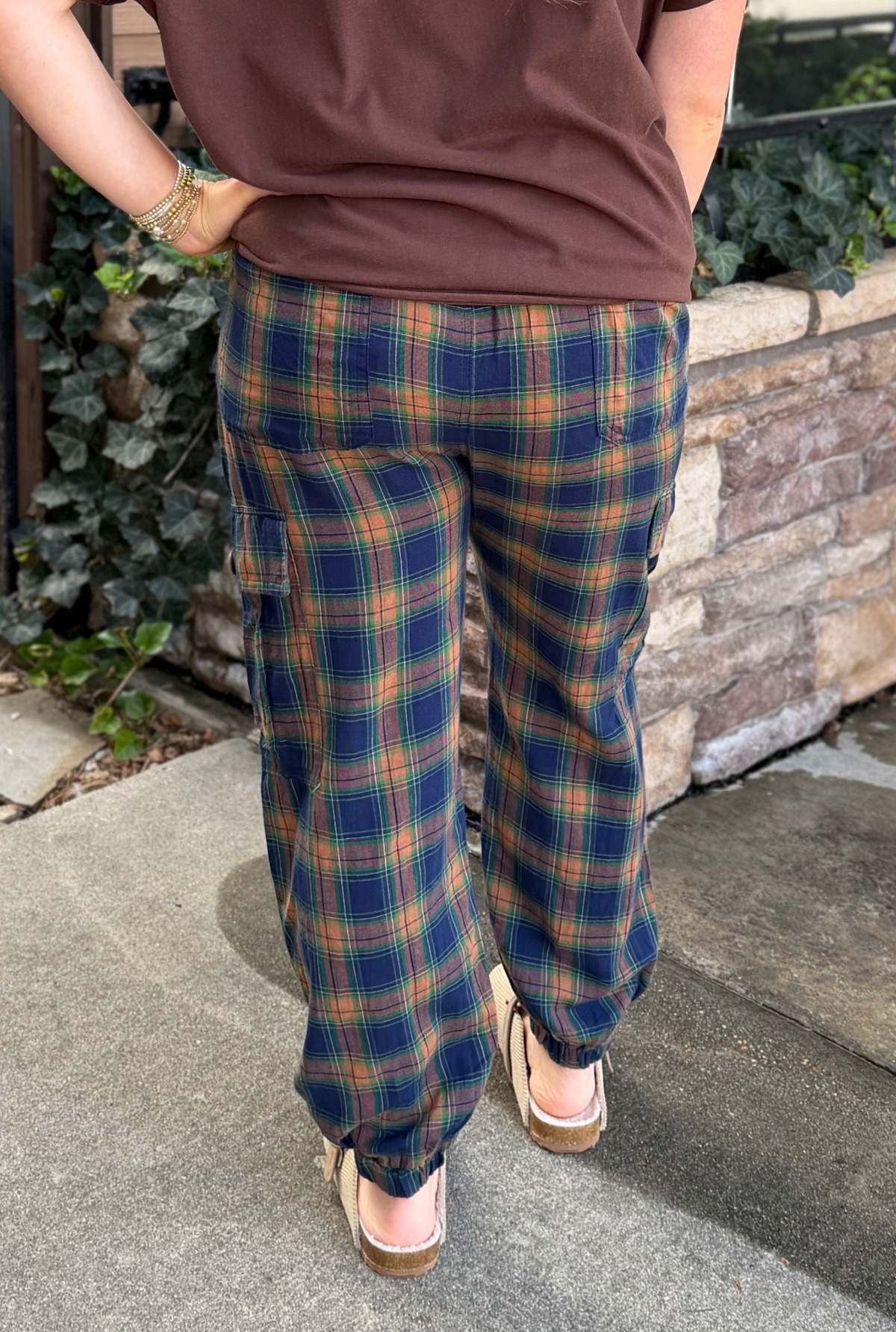 PLAID CARGO JOGGER PANTS