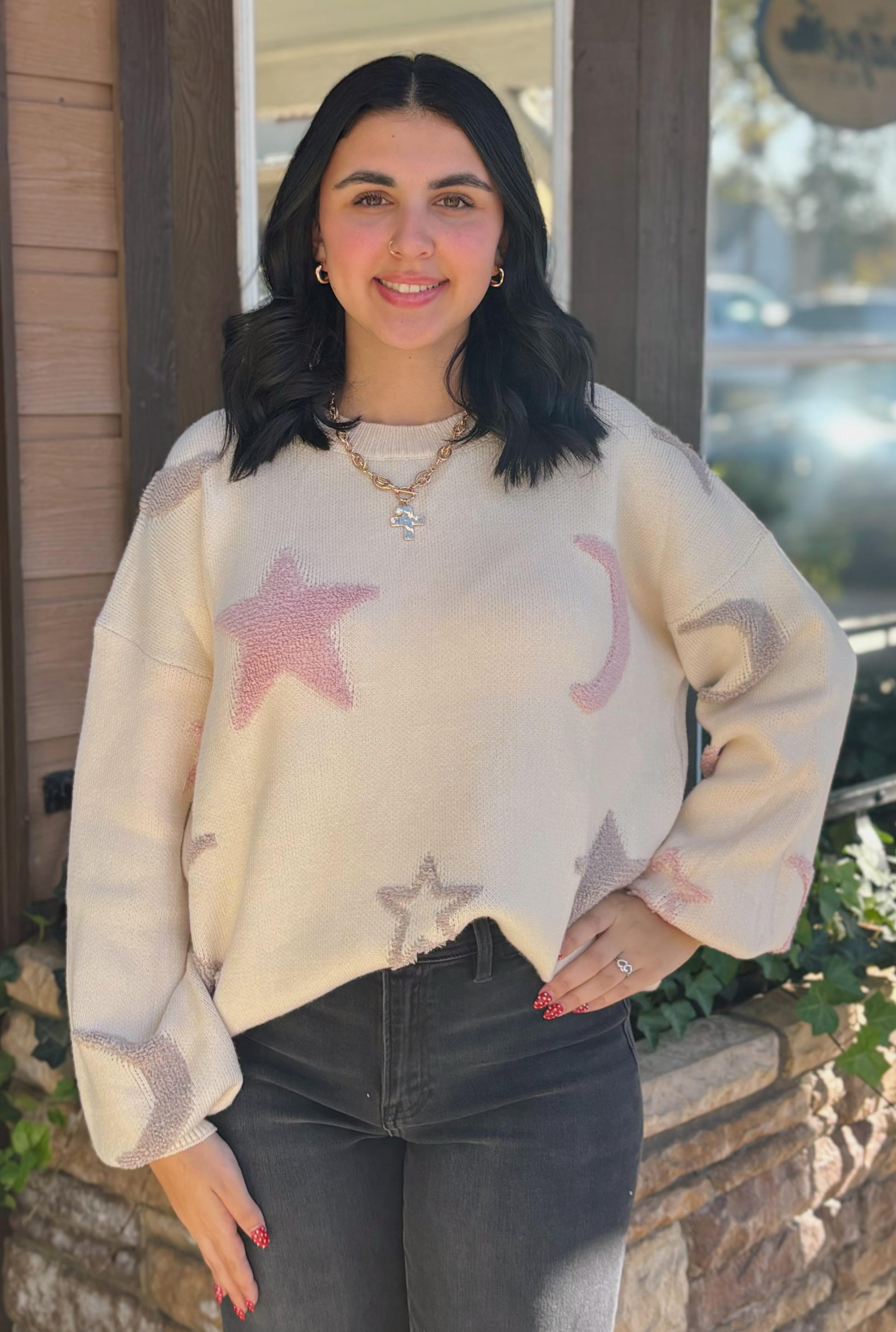 WHITE MOON & STAR SWEATER