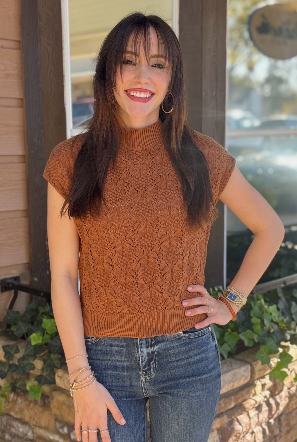 CINNAMON CABLE KNIT TOP