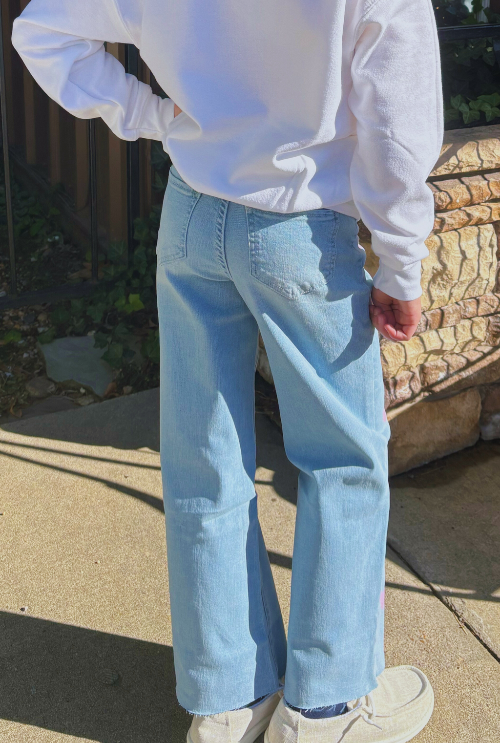 GIRLS HEART WIDE LEG JEANS