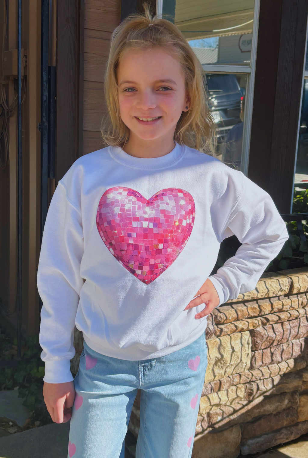 KID'S GLITTER HEART TOP