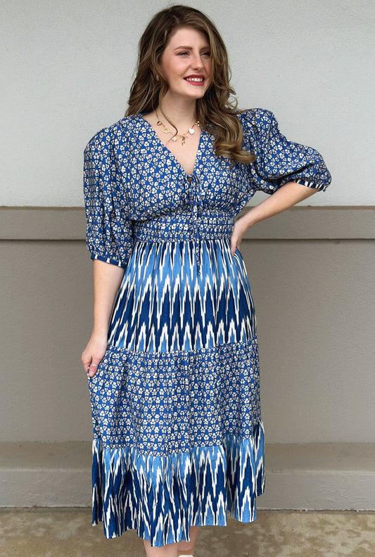 BLUE MADISON MIDI DRESS