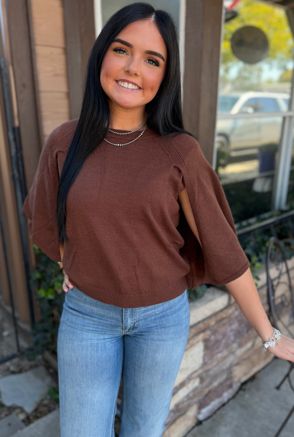 BROWN TEXAS FALL SWEATER