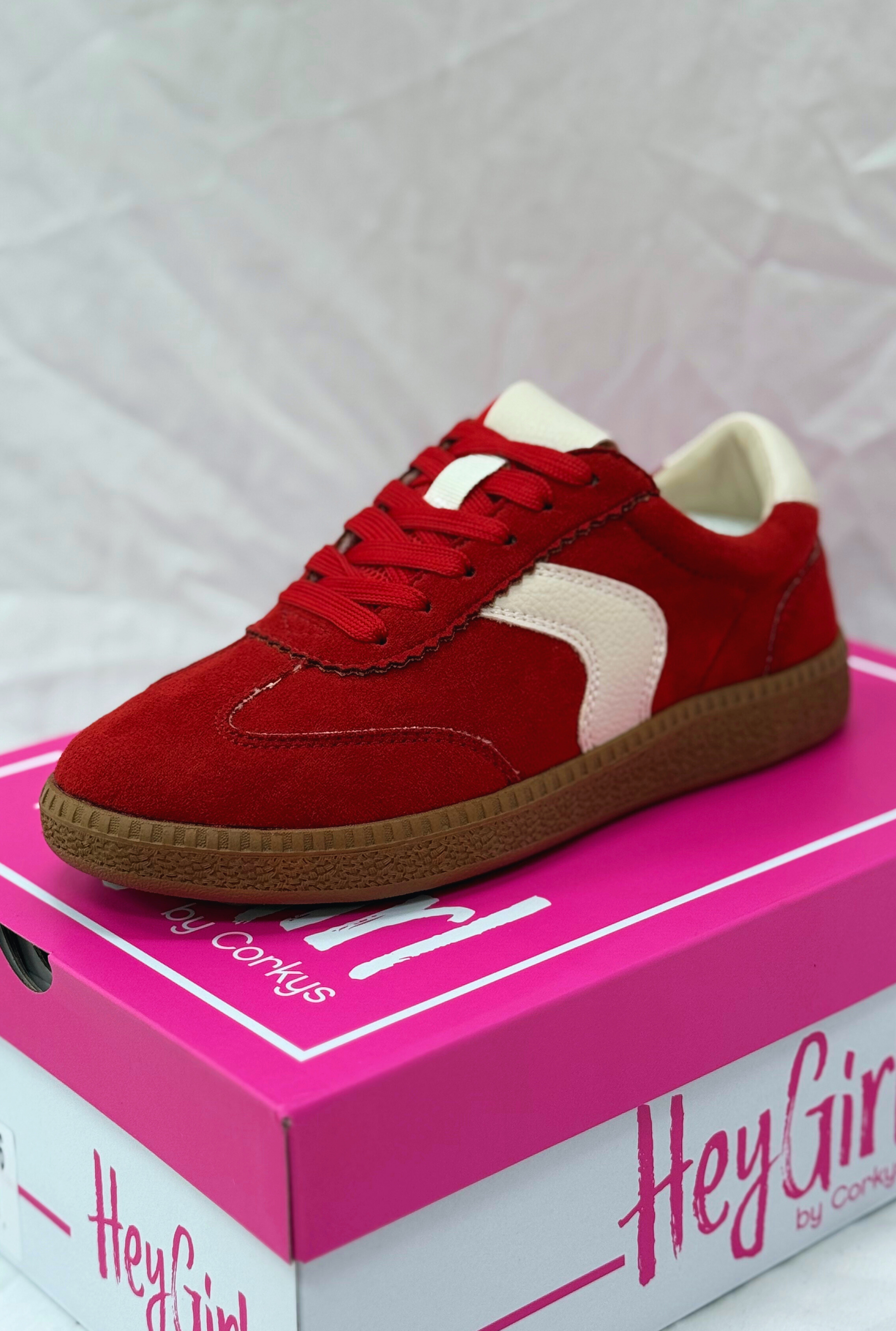 RED FAUX SUEDE SPOILER ALERT