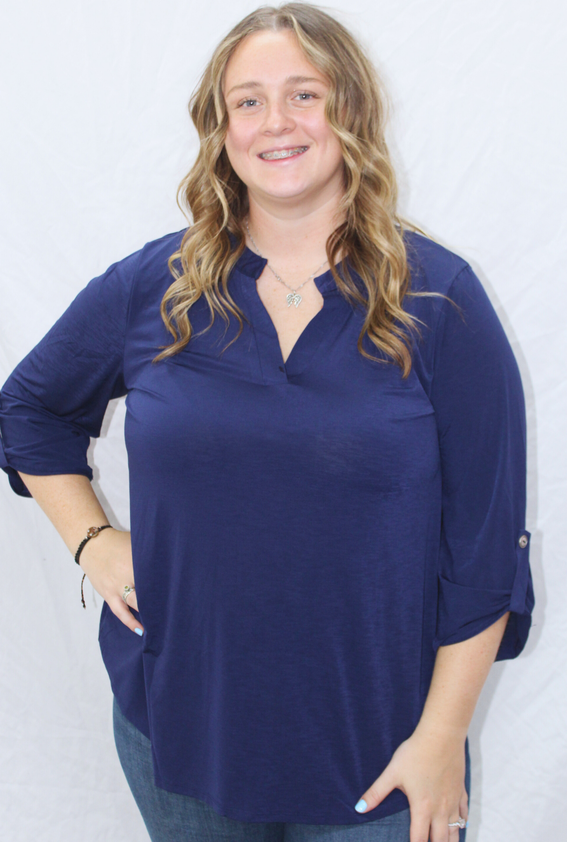 CURVY NAVY LIZZY TOP