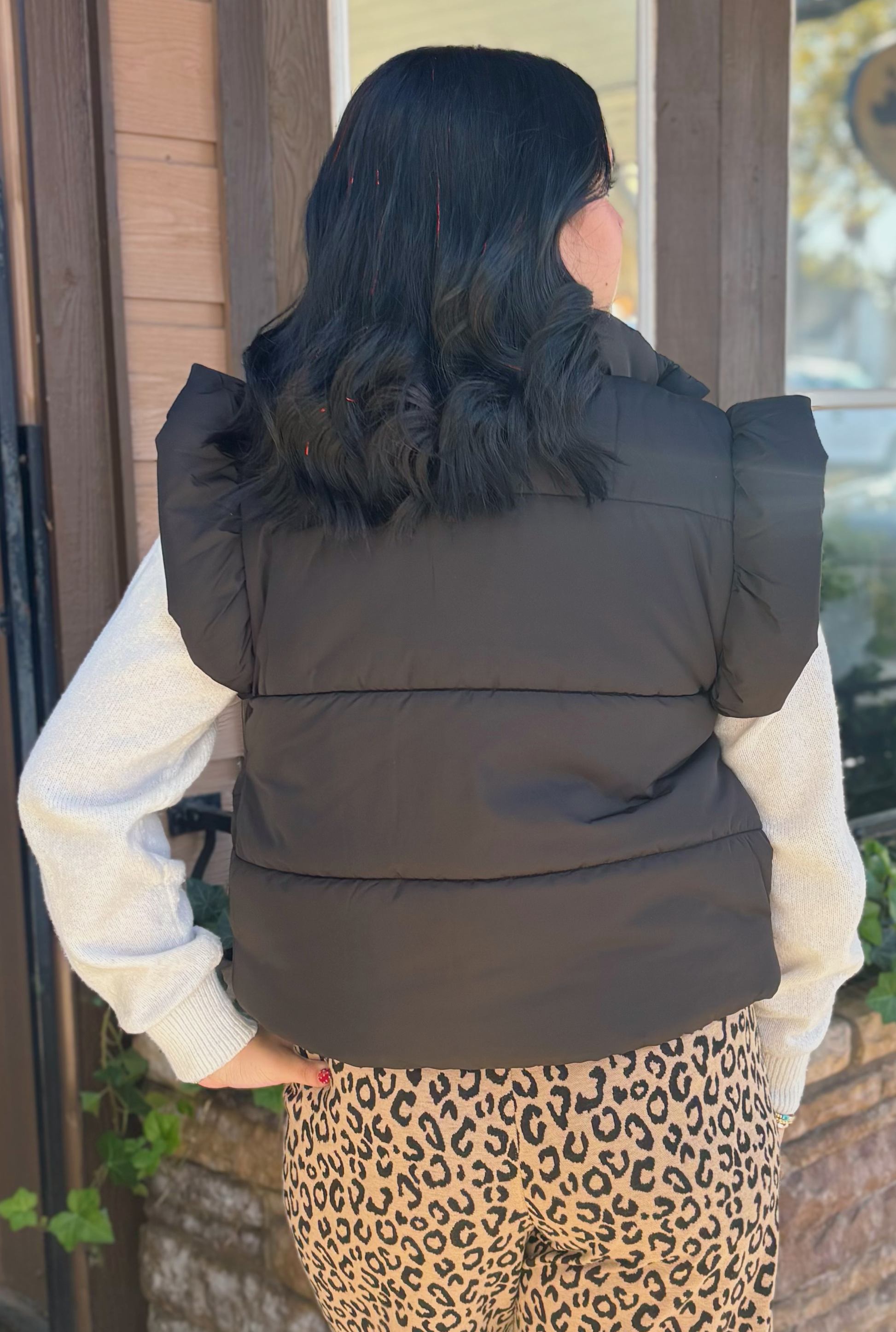 BLACK BOW PUFFER JACKET