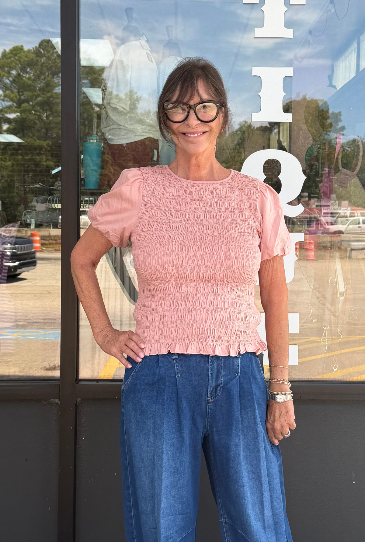 BLUSH BABE SMOCKED TOP