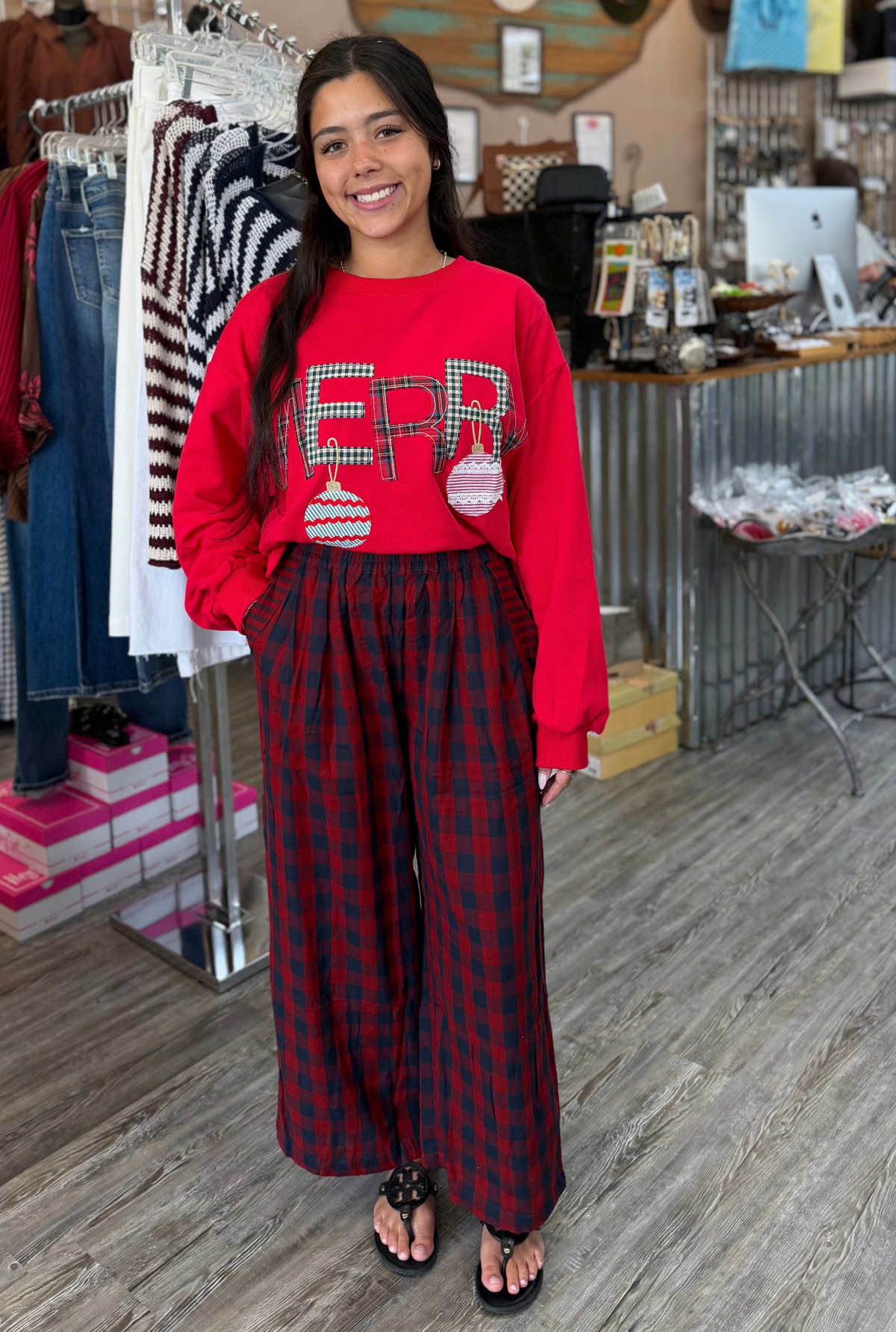 RED PLAID PANTS