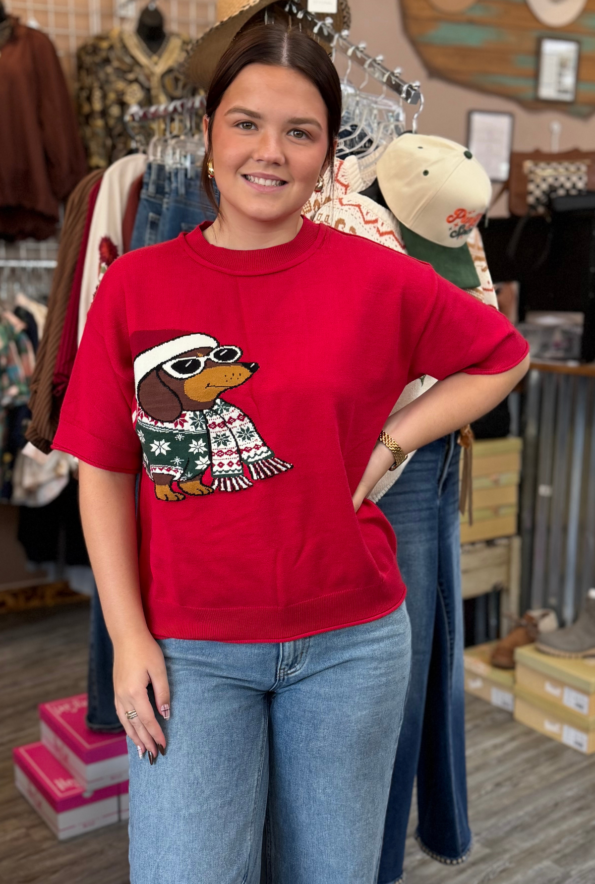 RED DACHSHUND SWEATER