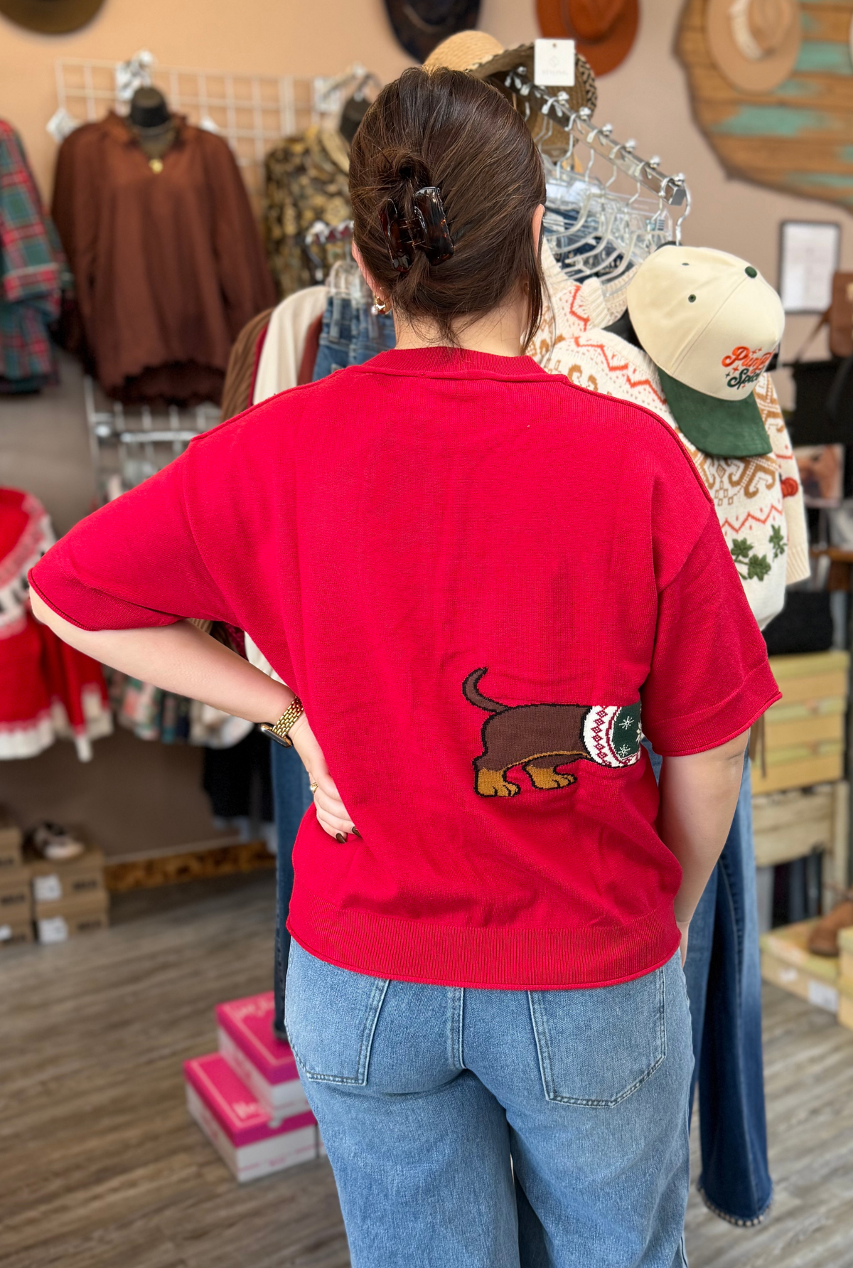 RED DACHSHUND SWEATER