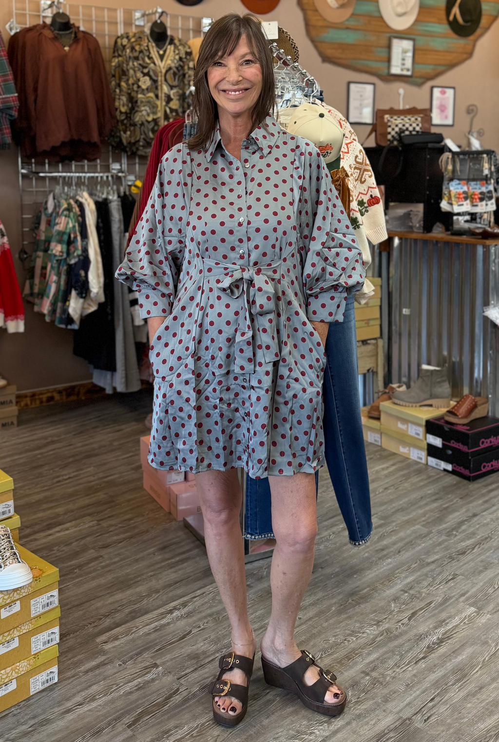 GREY DOT DRESS