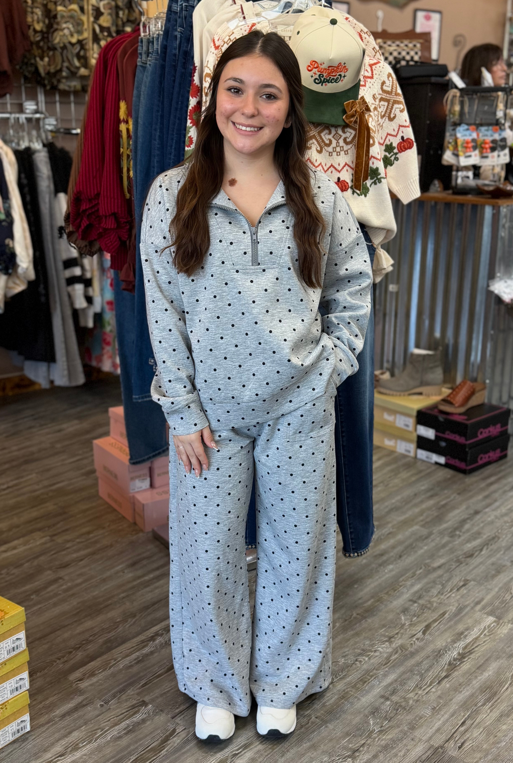 HALF ZIP POLKA DOT SET