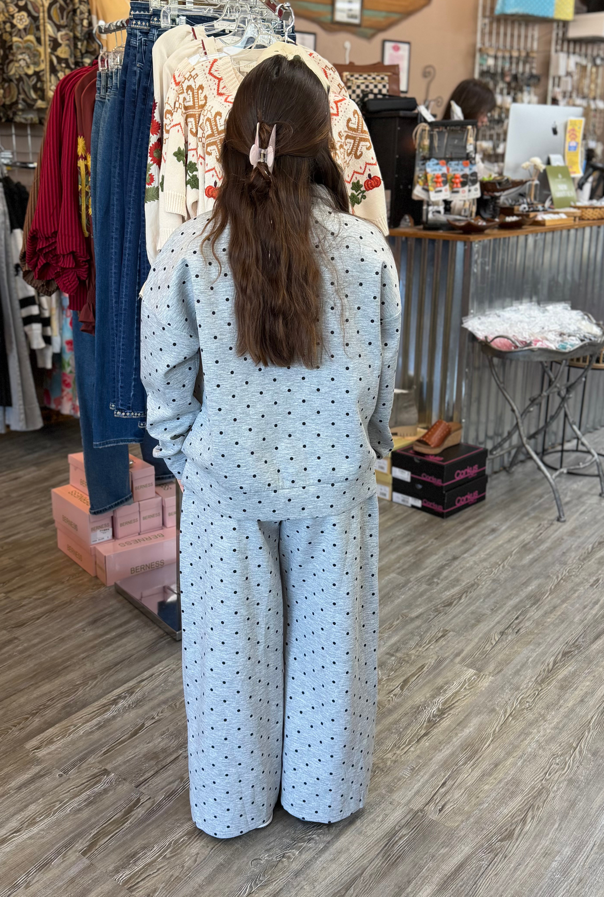 HALF ZIP POLKA DOT SET
