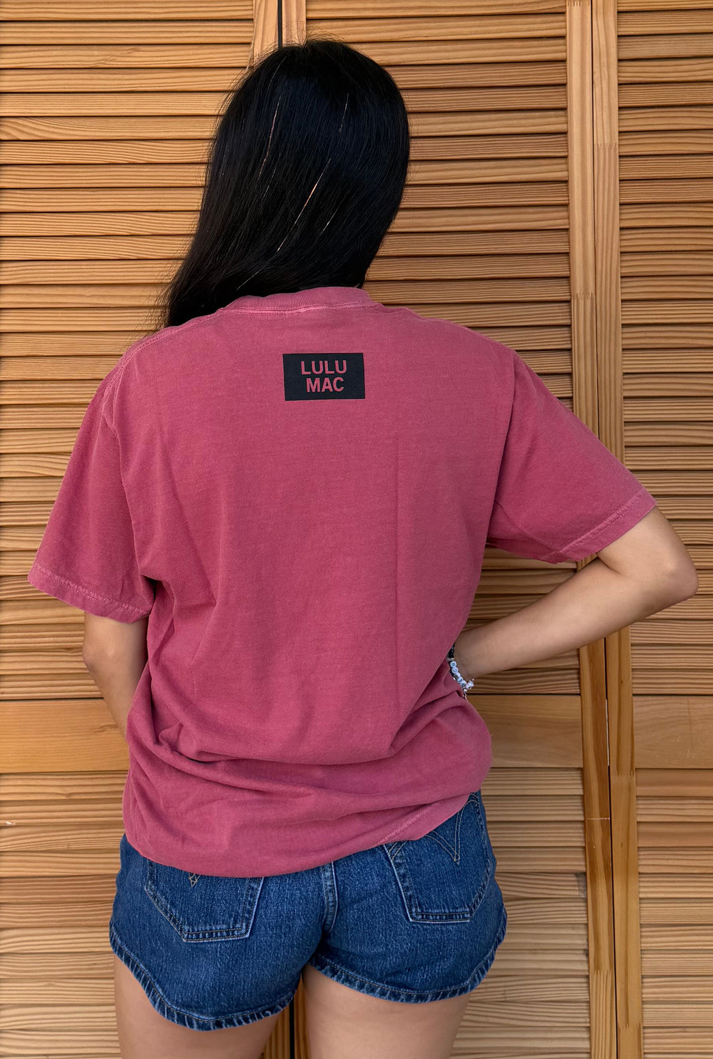 CRIMSON HOUNDSTOOTH LM TEE