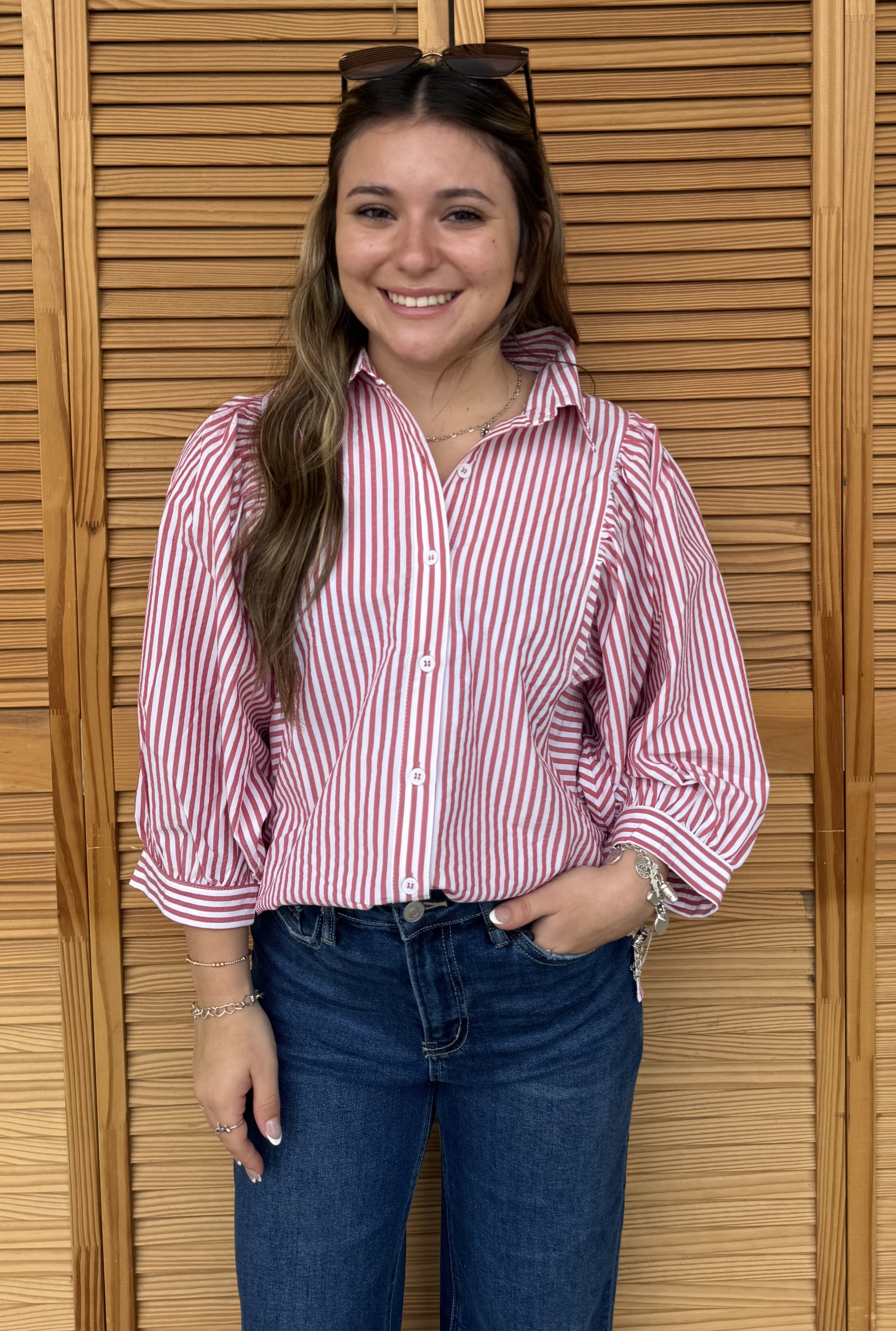 MAROON STRIPED SOPHIE TOP