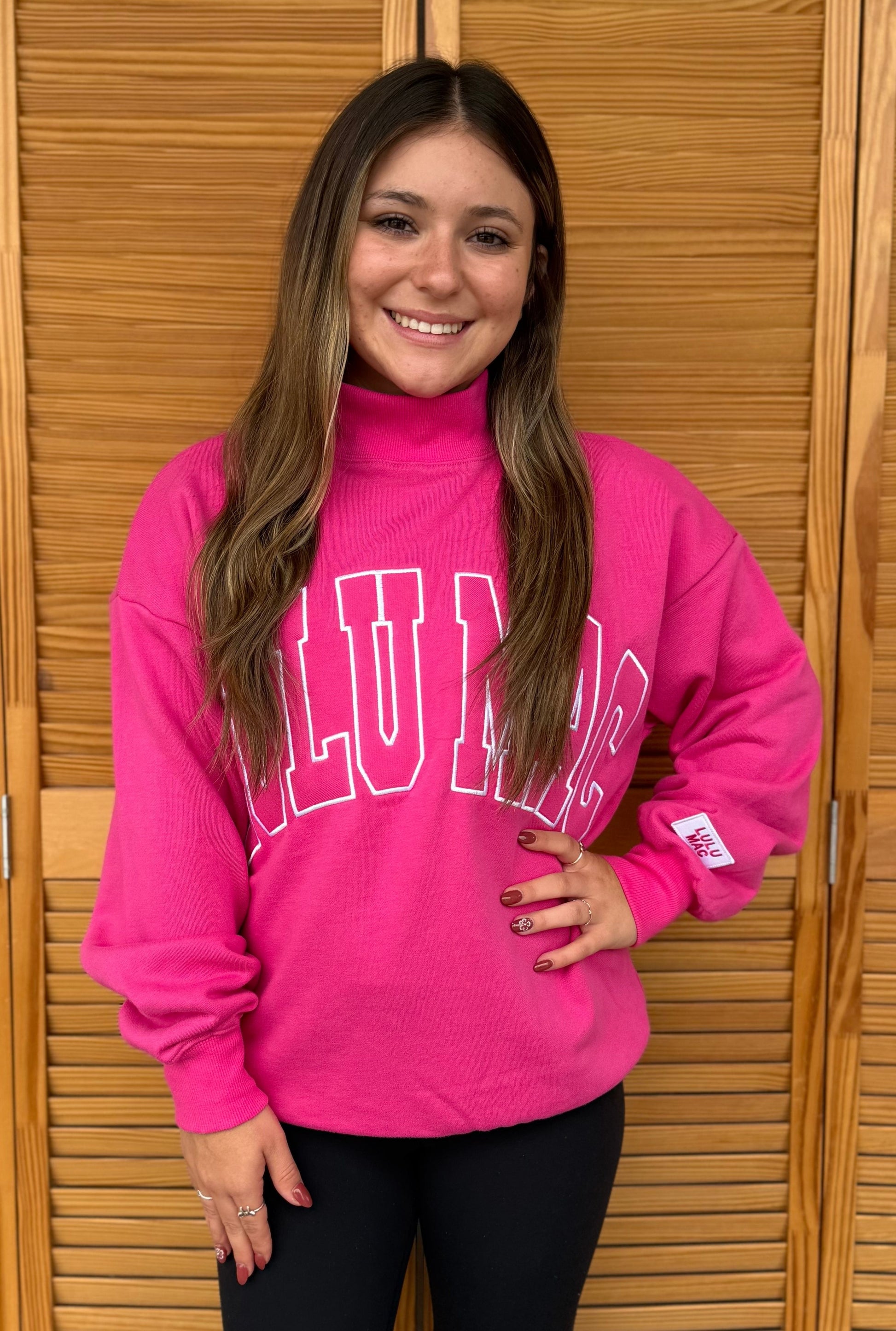 HOT PINK LM MOCKNECK