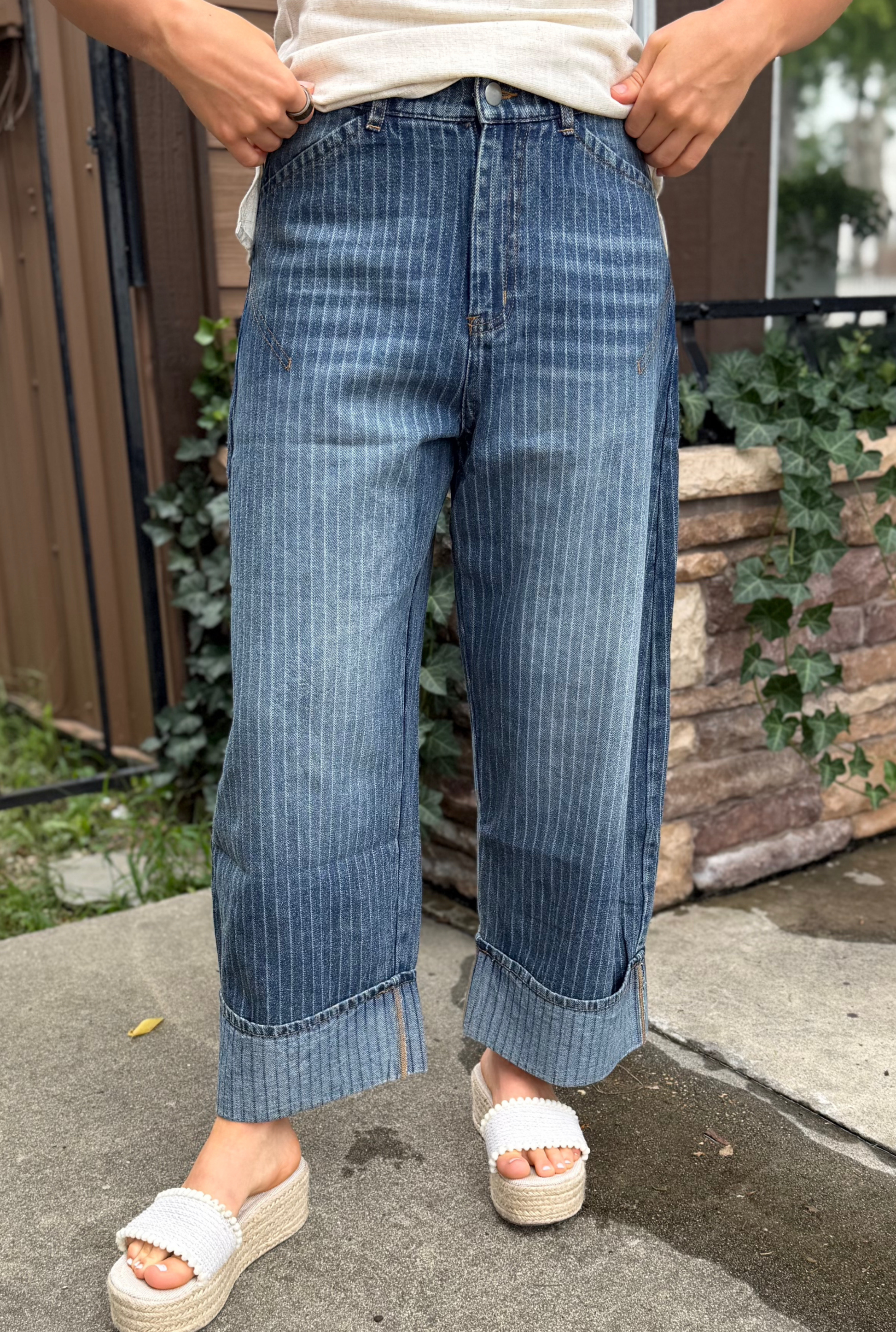 WASHED DENIM BARREL CARPENTER CULOTTES
