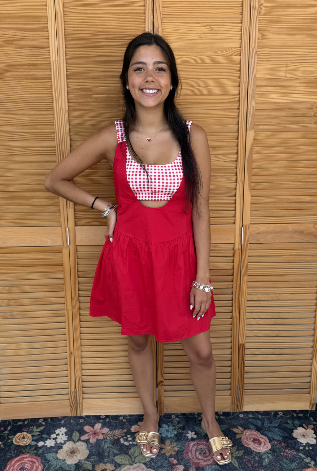 RED GINGHAM ROMPER