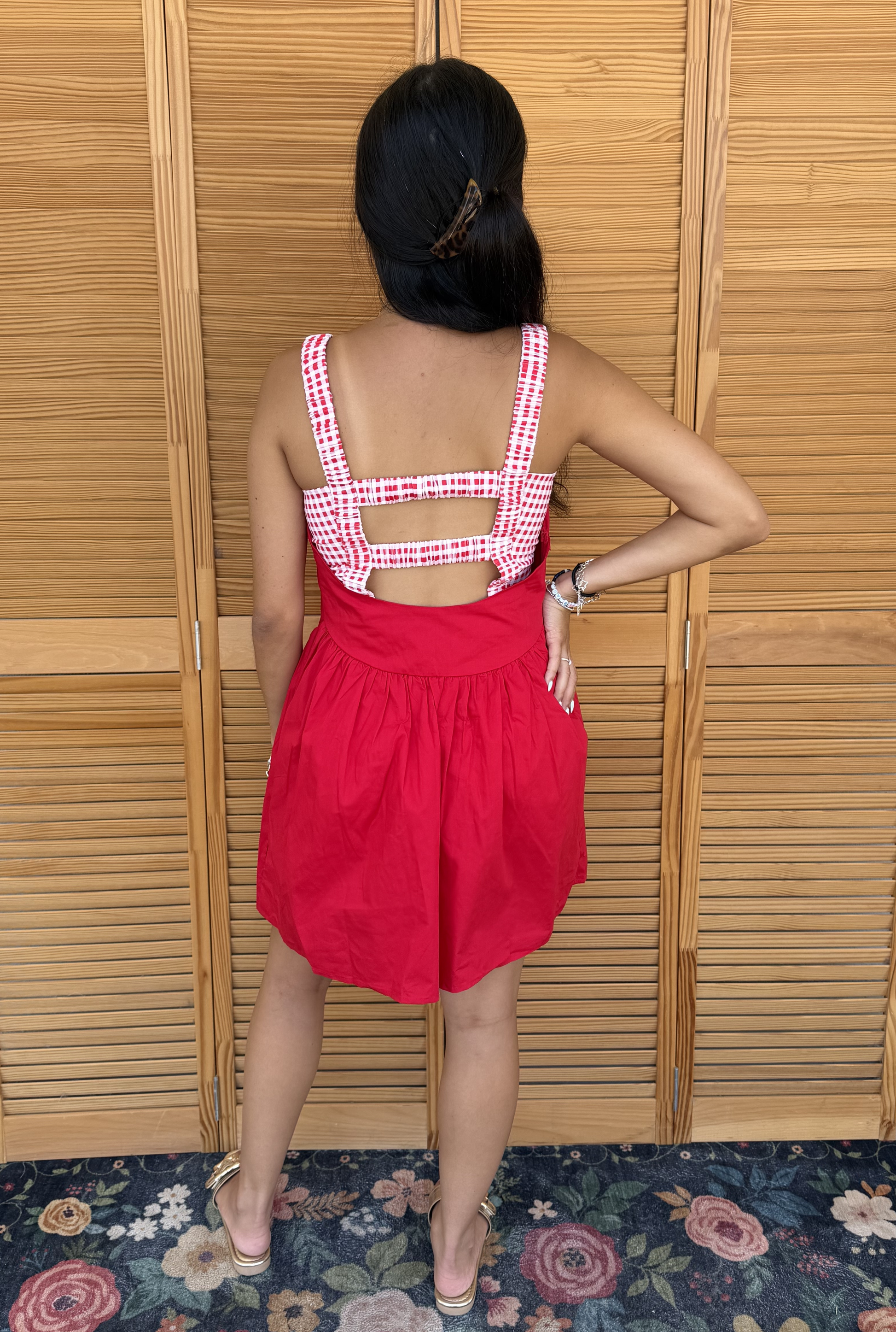 RED GINGHAM ROMPER