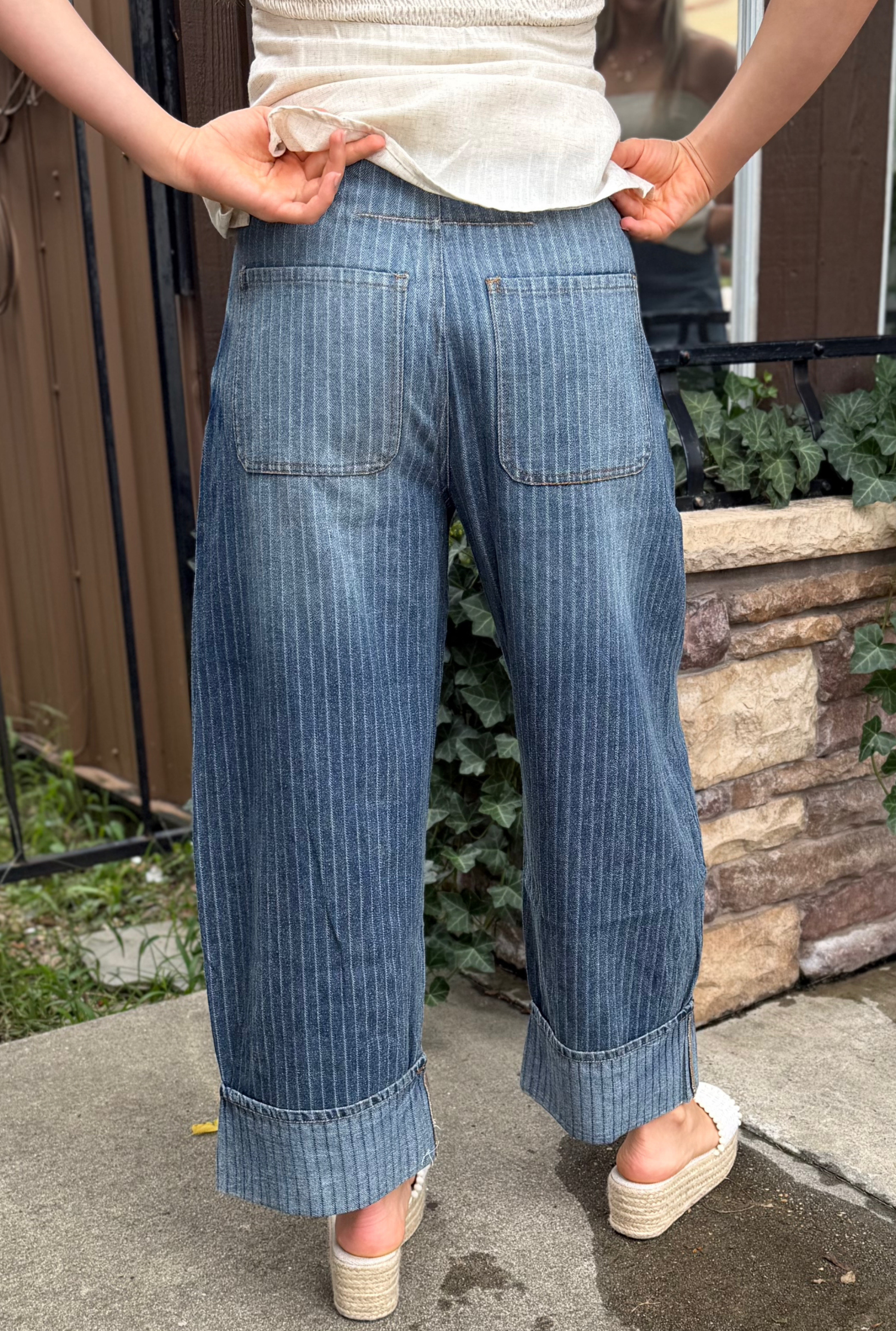 WASHED DENIM BARREL CARPENTER CULOTTES