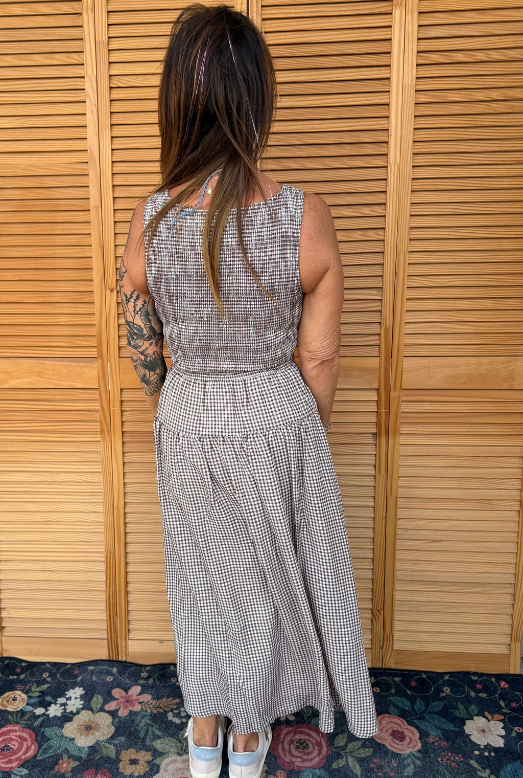SMOCKED GINGHAM DRESS