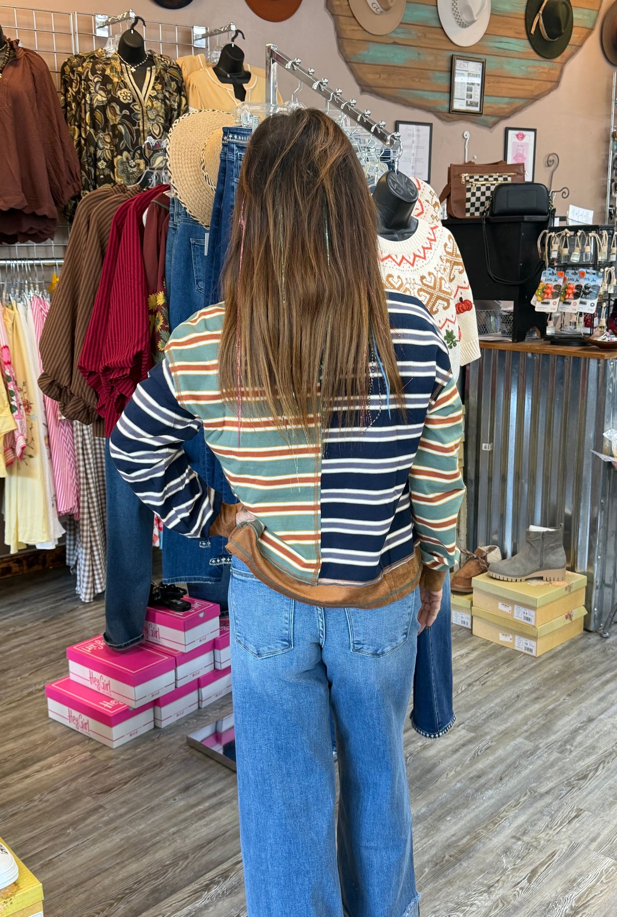STRIPE SUEDE PULLOVER