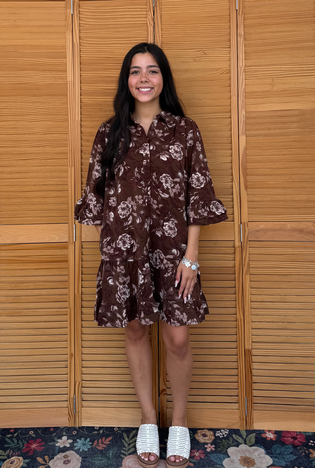 Rosa Brown Floral Dress
