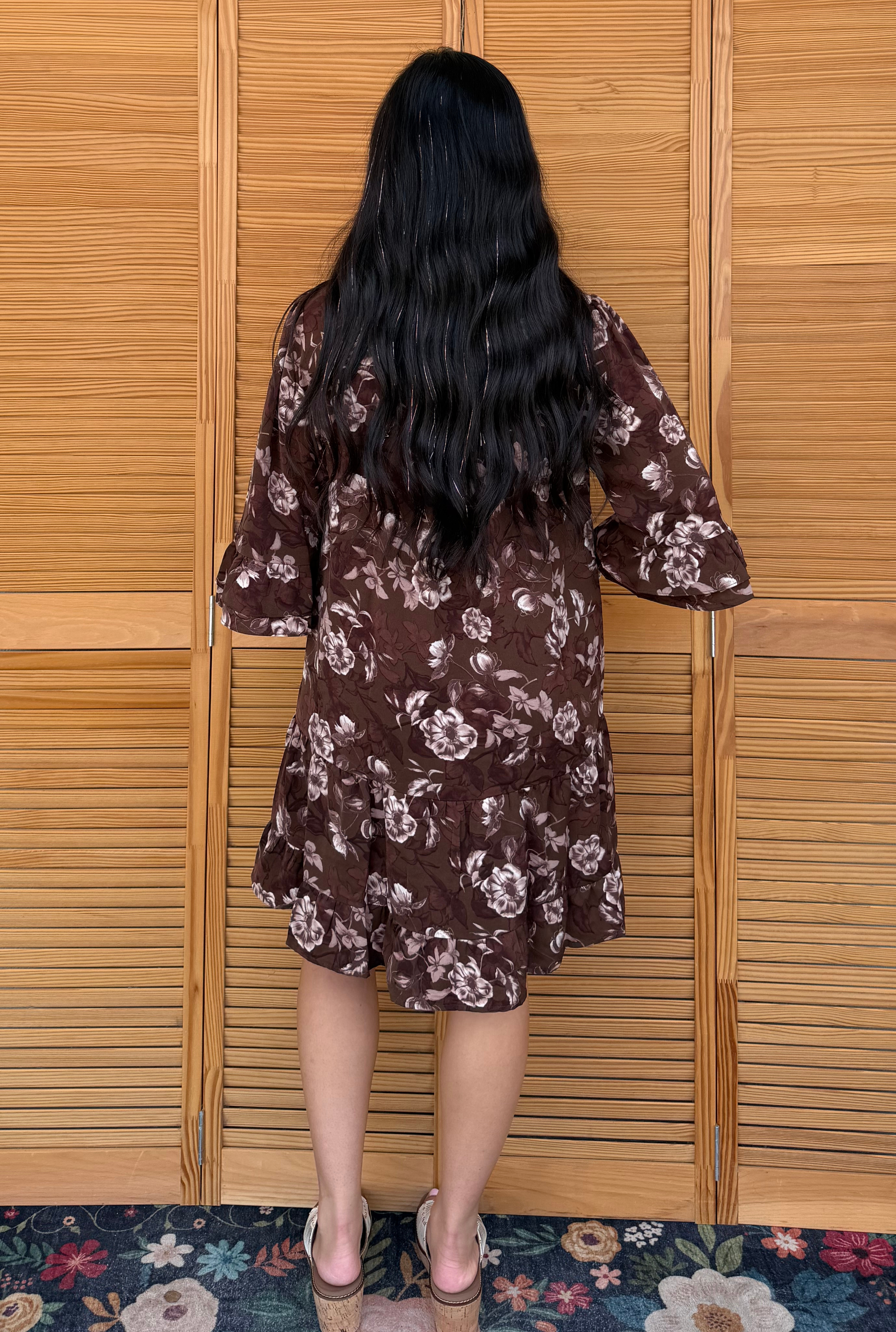 Rosa Brown Floral Dress
