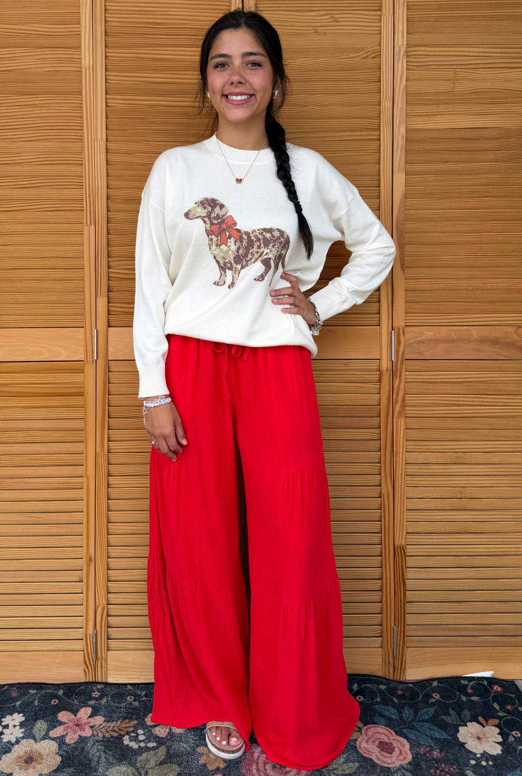 RED LINEN PANTS