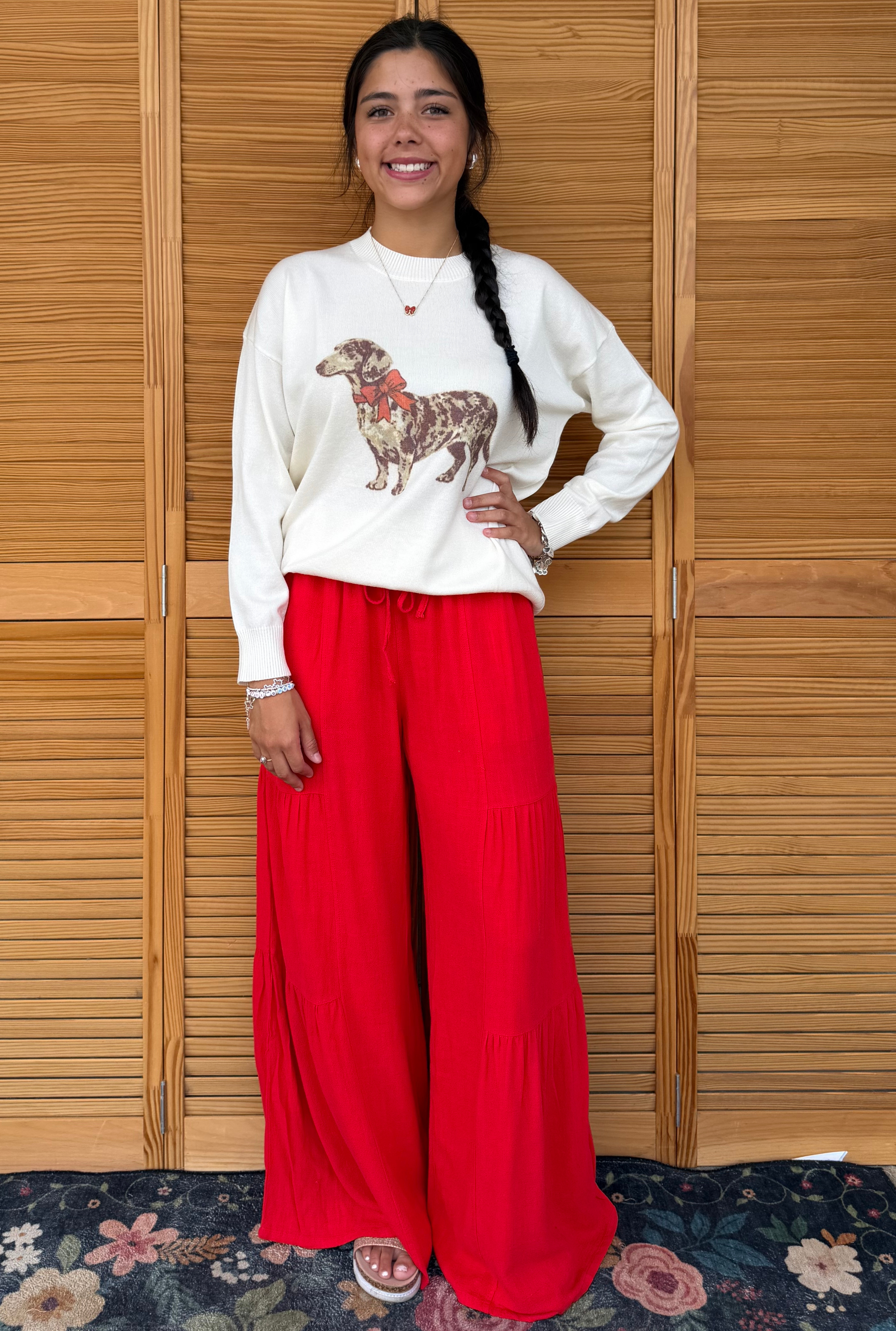 RED LINEN PANTS