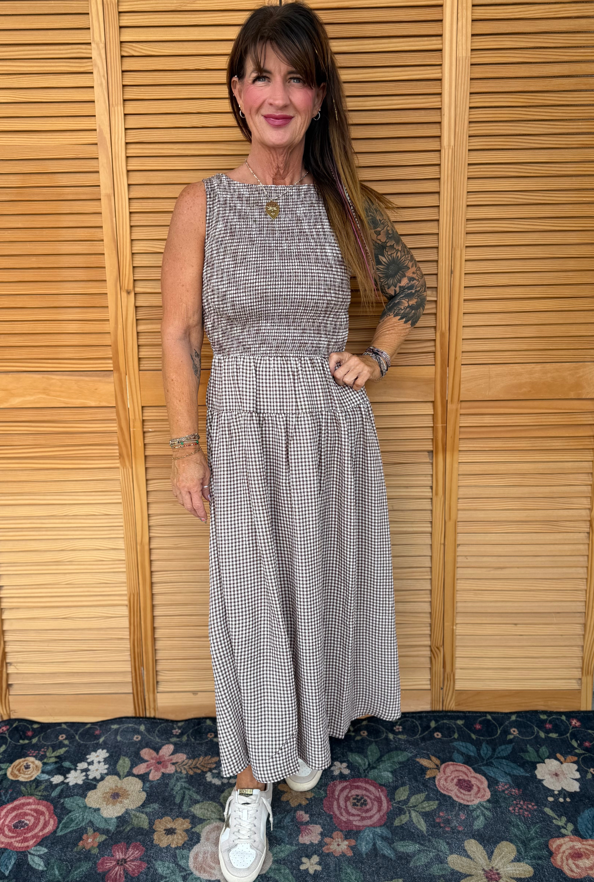 SMOCKED GINGHAM DRESS