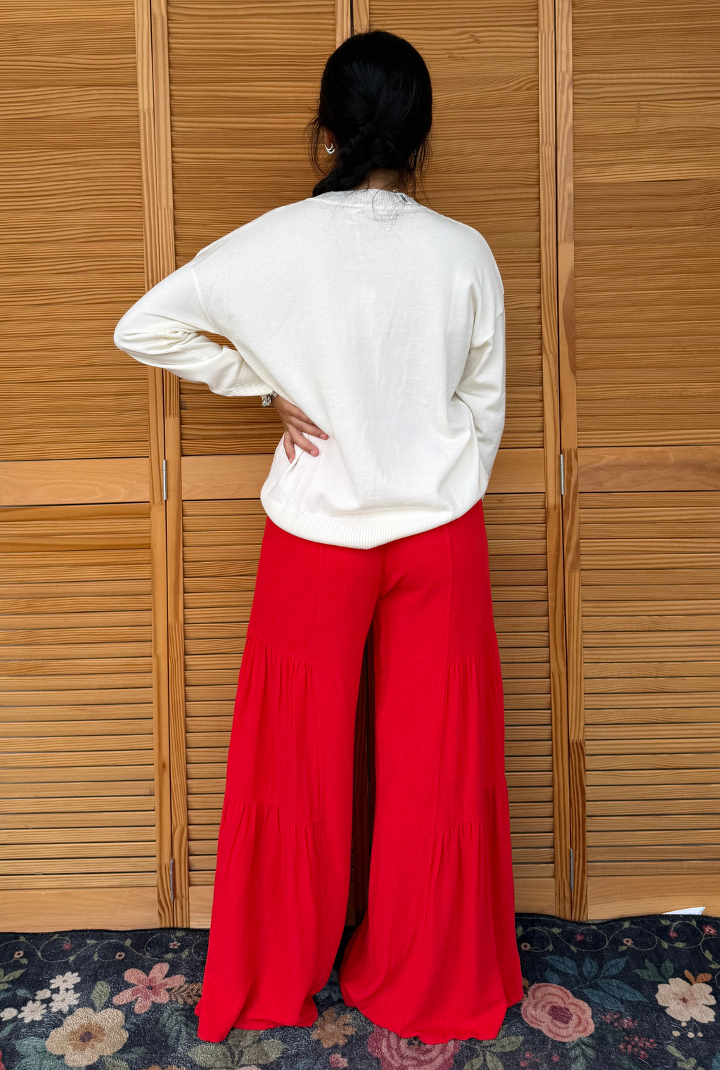 RED LINEN PANTS