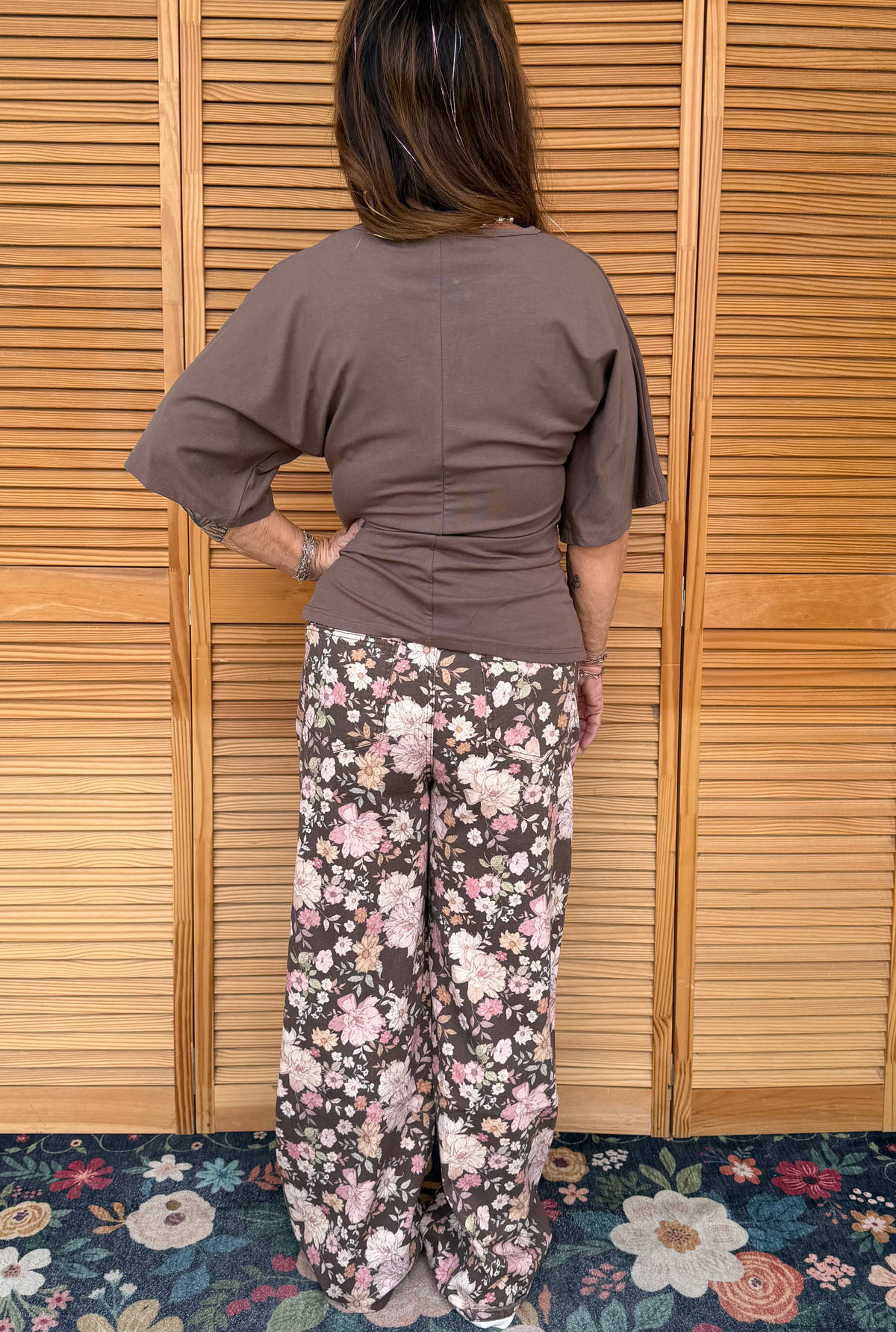 BROWN FLORAL BIANCA PANTS