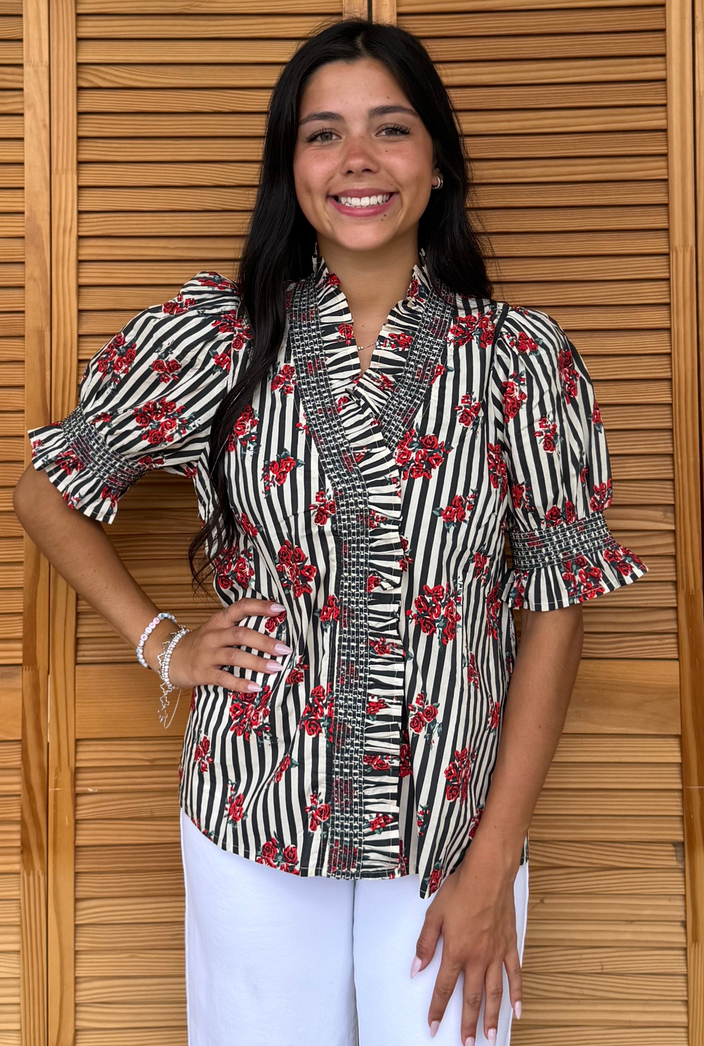 STRIPE PARISIAN BOUQUET TOP