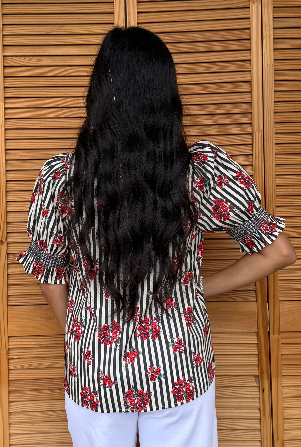STRIPE PARISIAN BOUQUET TOP