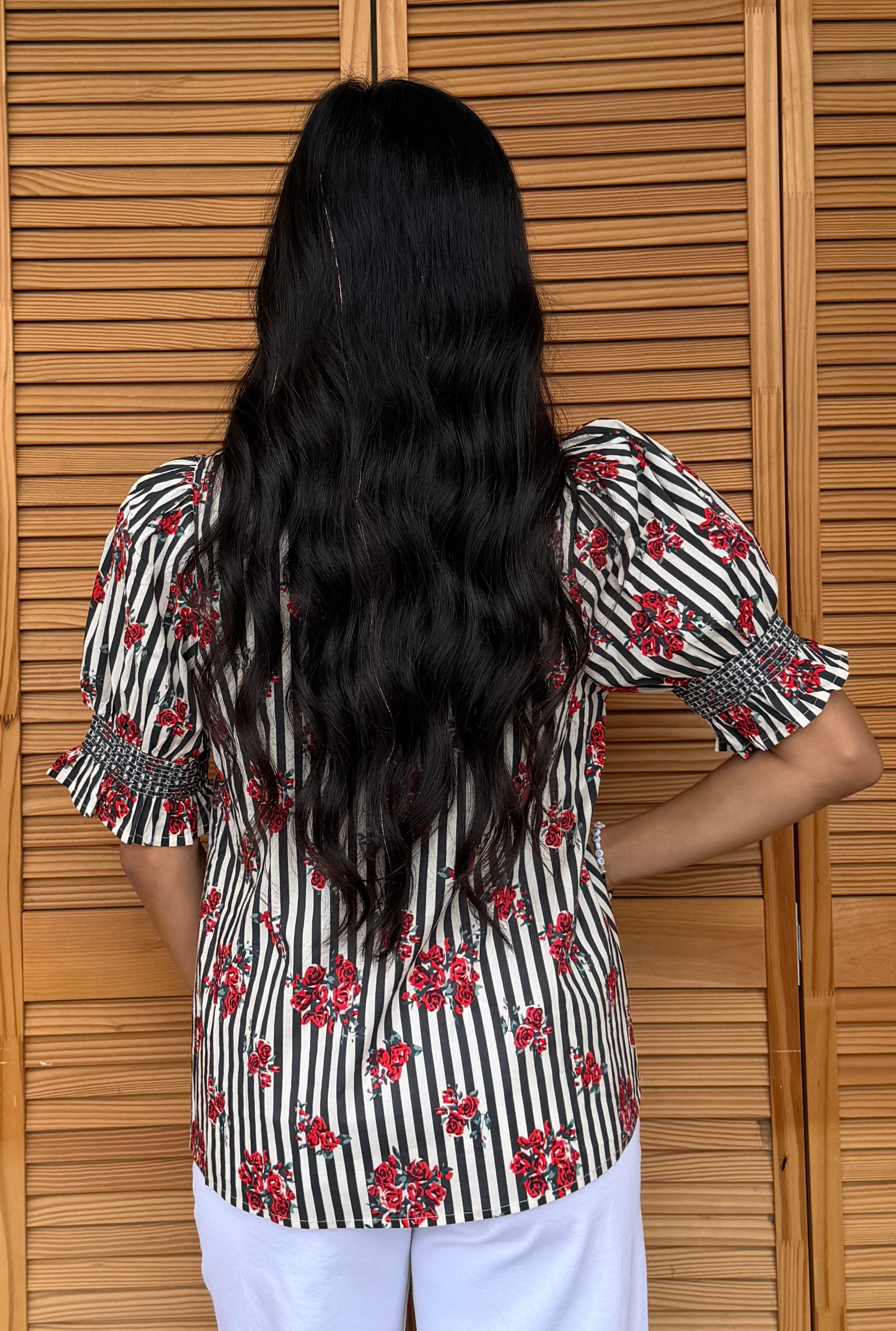 STRIPE PARISIAN BOUQUET TOP