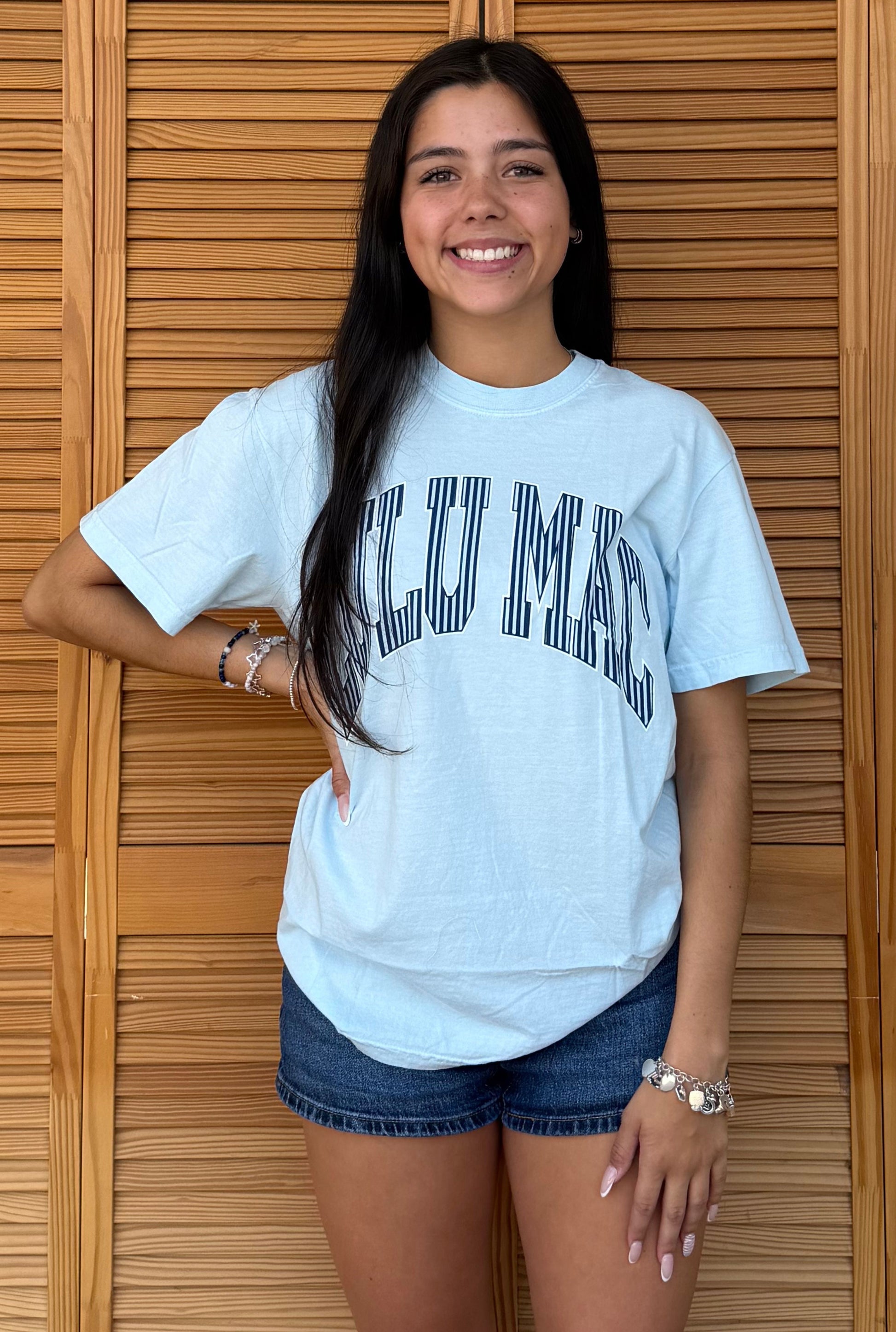 CHAMBRAY STRIPE LM TEE