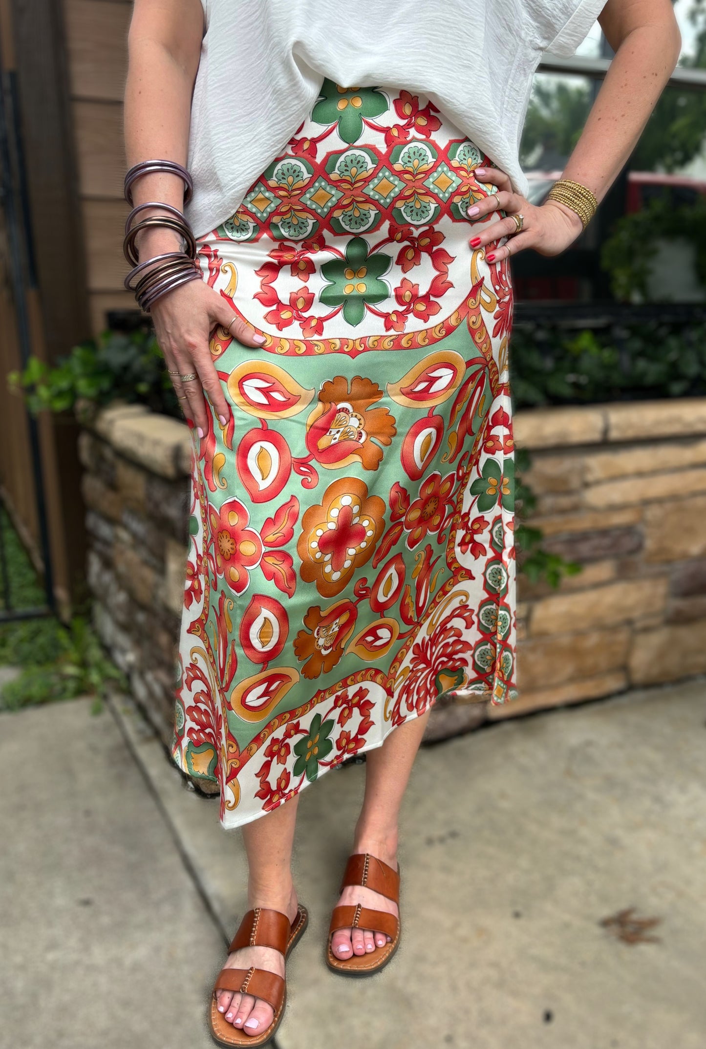 GREEN ANCIENT VENICE SKIRT