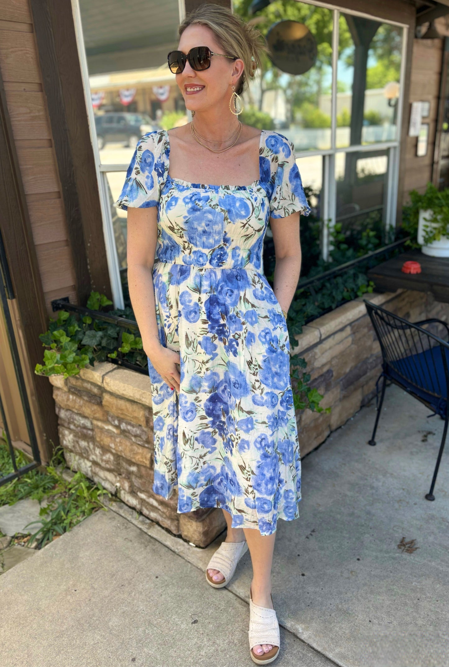 BLUE WILD FLORALS DRESS