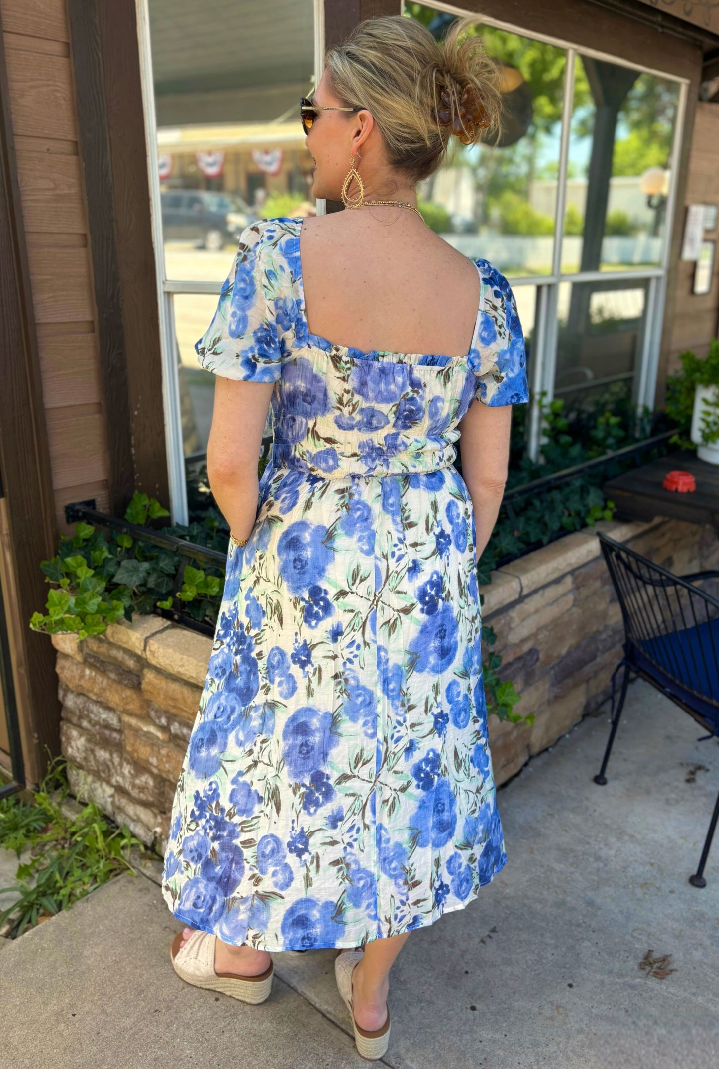 BLUE WILD FLORALS DRESS