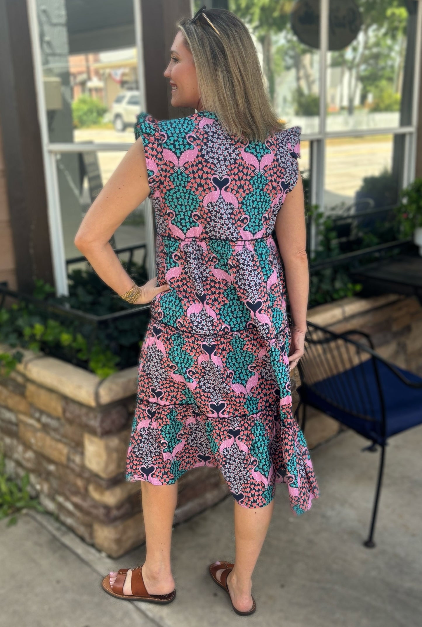 NAVY FLAMINGO DRESS