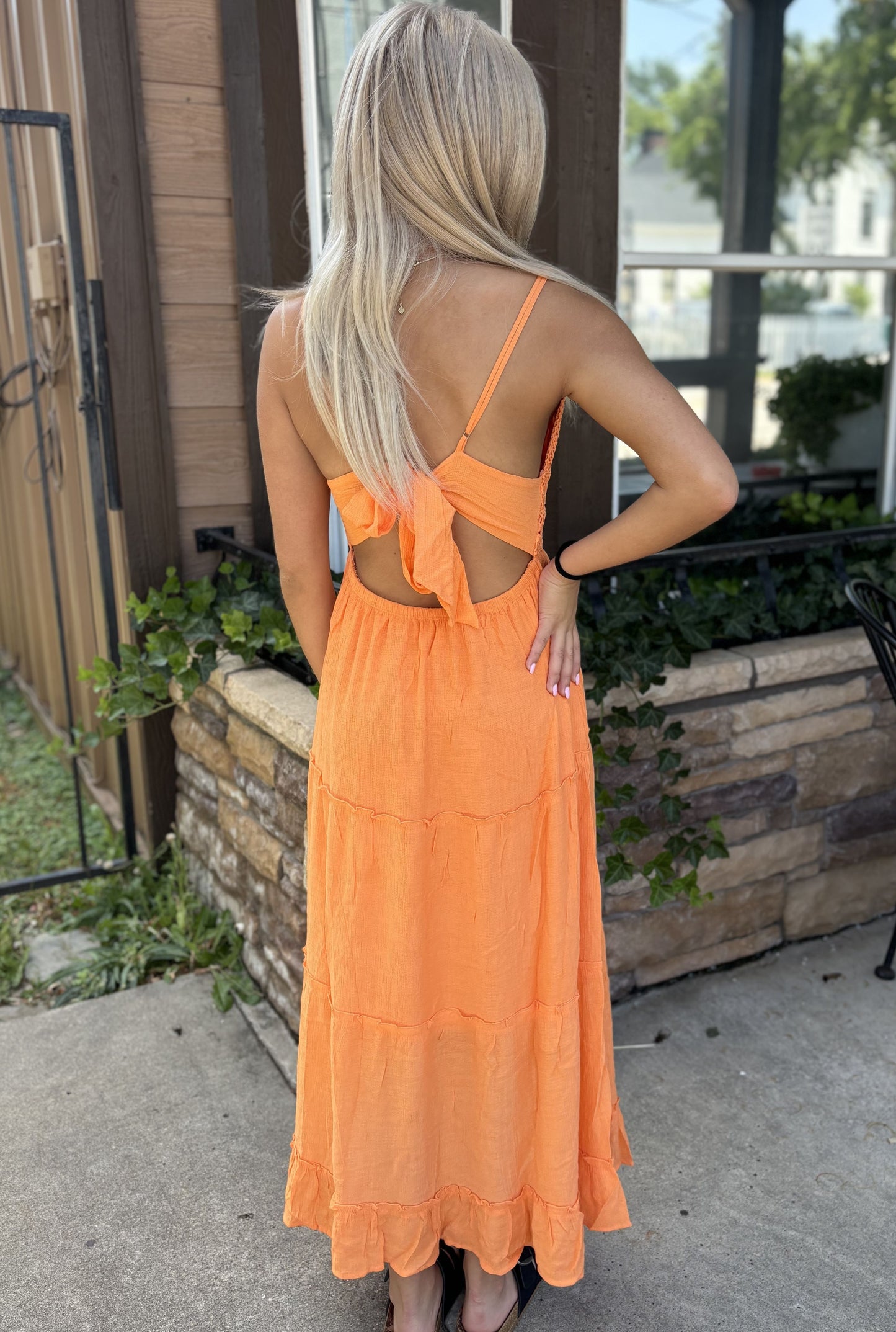 TANGERINE BEACH CROCHET DRESS