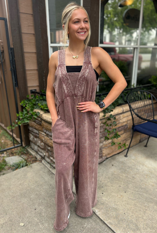 CHOCOLATE TERRY KNIT JUMPSUIT