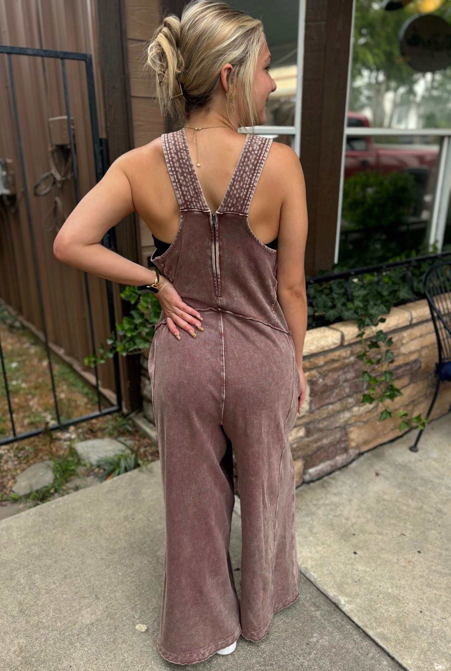 CHOCOLATE TERRY KNIT JUMPSUIT