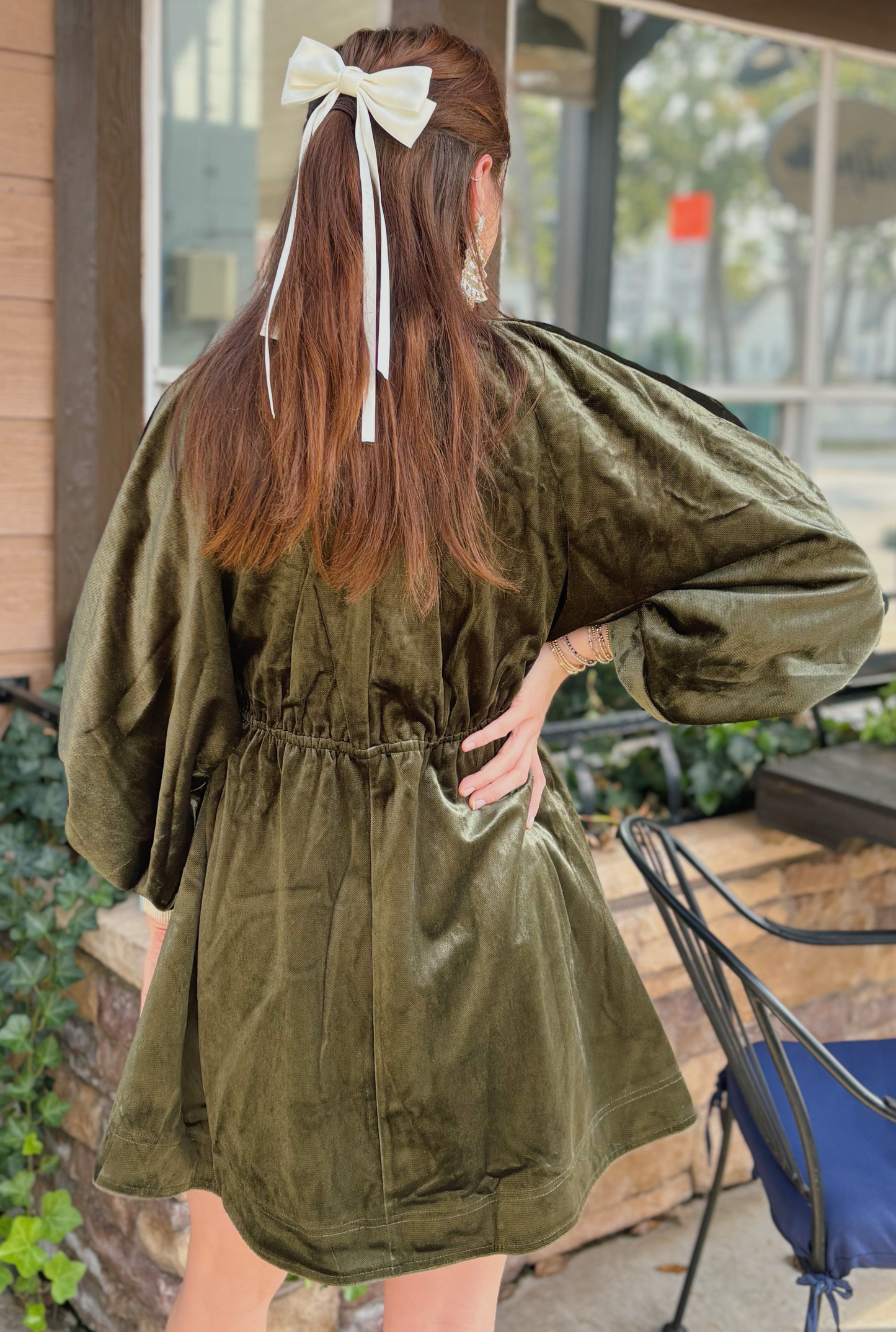 OLIVE VELVET DRESS