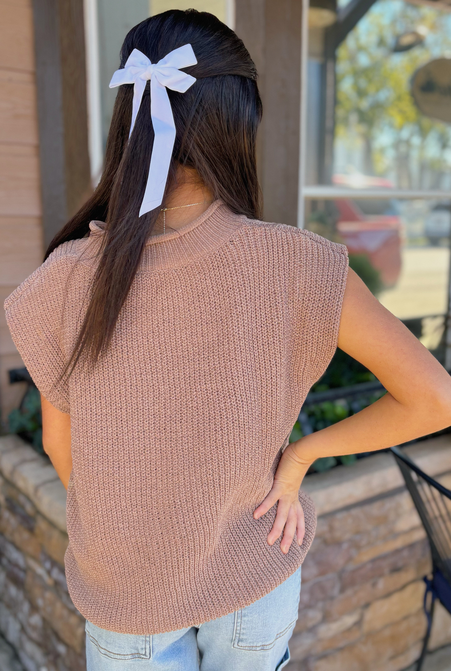 BROWN KNIT JO TOP