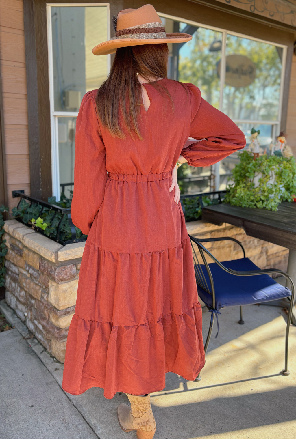 BURGUNDY FLORAL EMBROIDERED DRESS