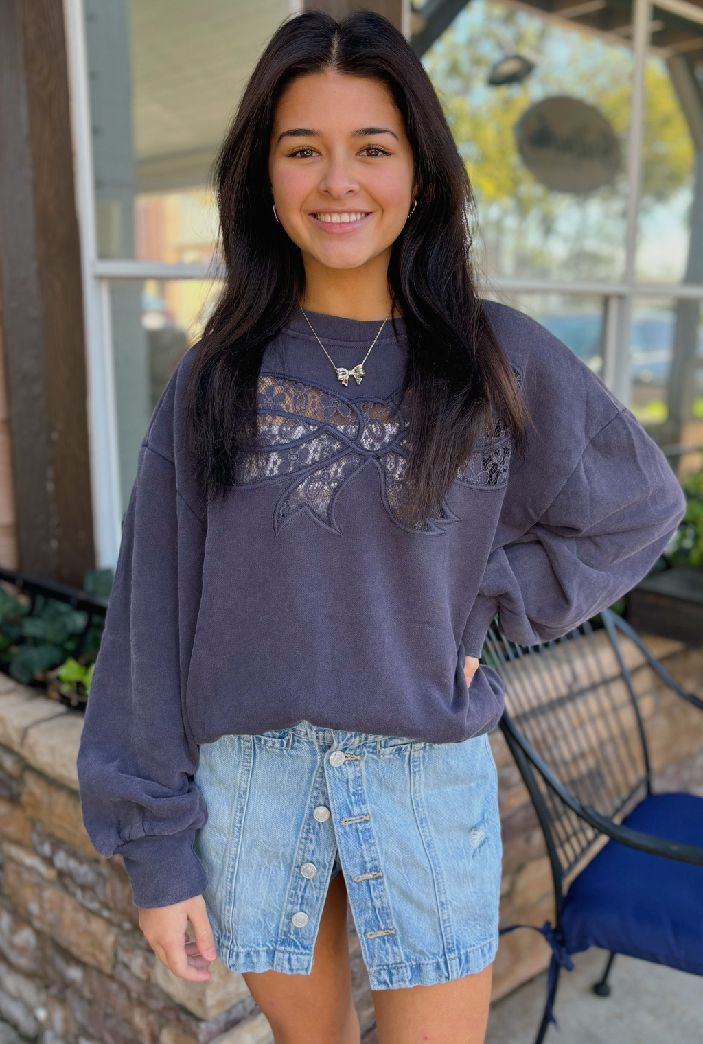 NAVY PERFECT BOW TOP
