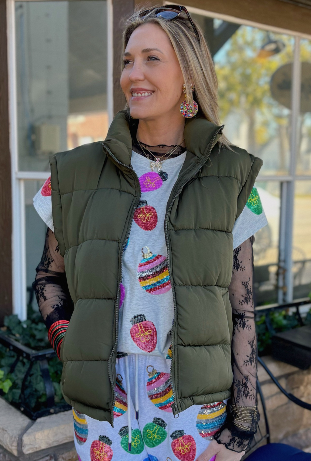 OLIVE COMFY PUFFER VEST