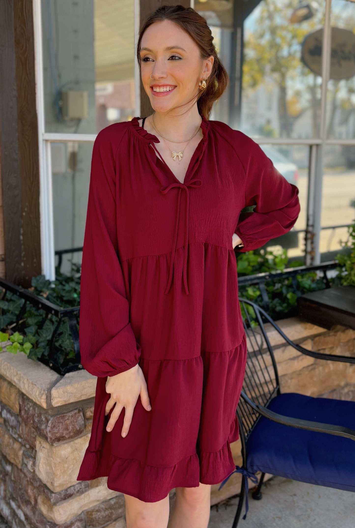 BURGUNDY FAVORITE CHRISTMAS DRESS